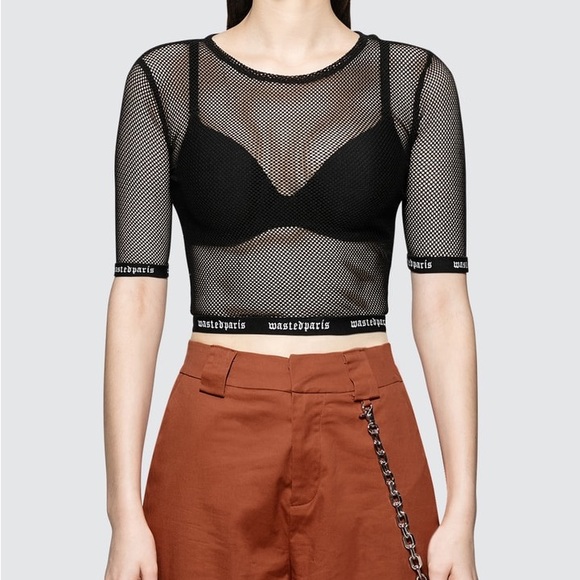 Wasted Paris NWT Fishnet Crop Top - Picture 1 of 8